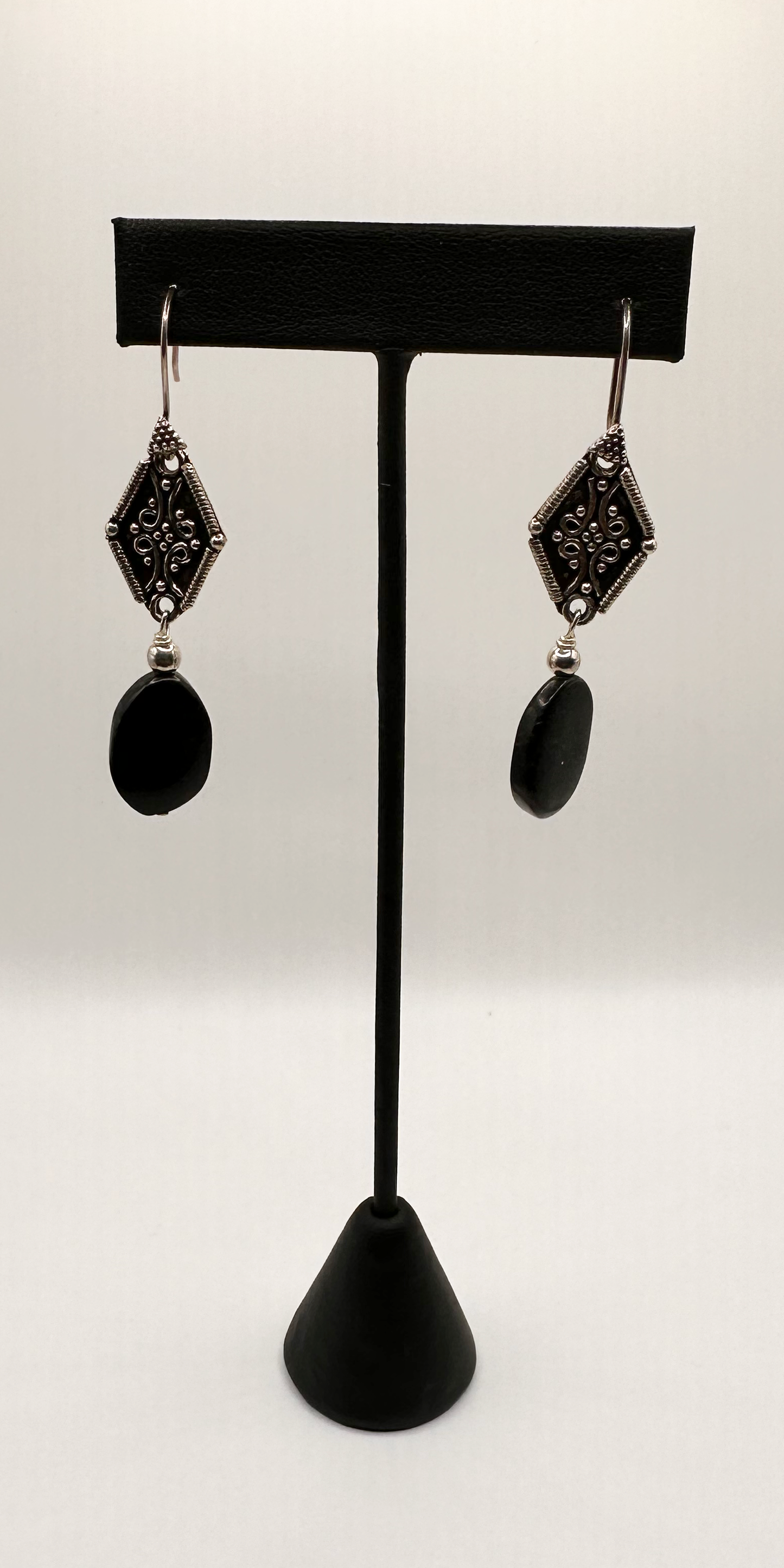 Black Jasper Stone with Sterling Silver Accent Beads