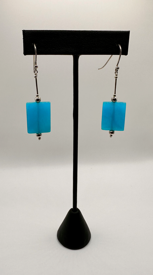 Turquoise Blue Acrylic Bead Earrings