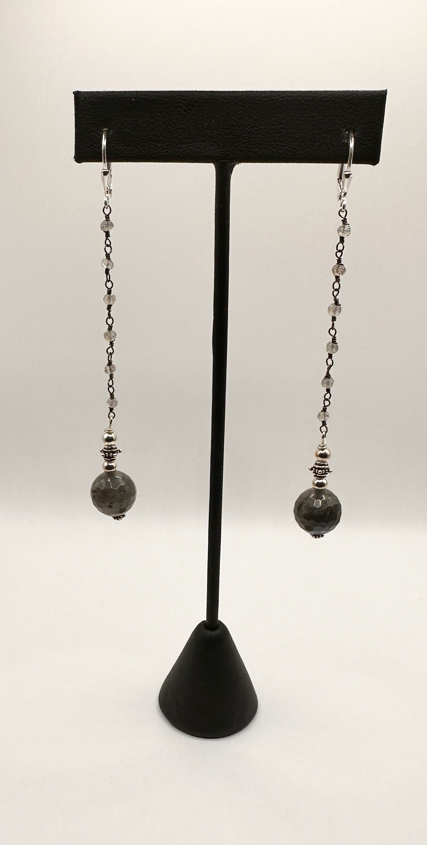 Labradorite Ball and Chain Drop with Sterling Silver Earrings