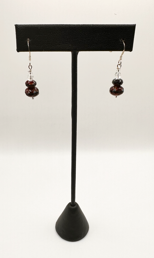 Multi Red Czech Bead Earrings