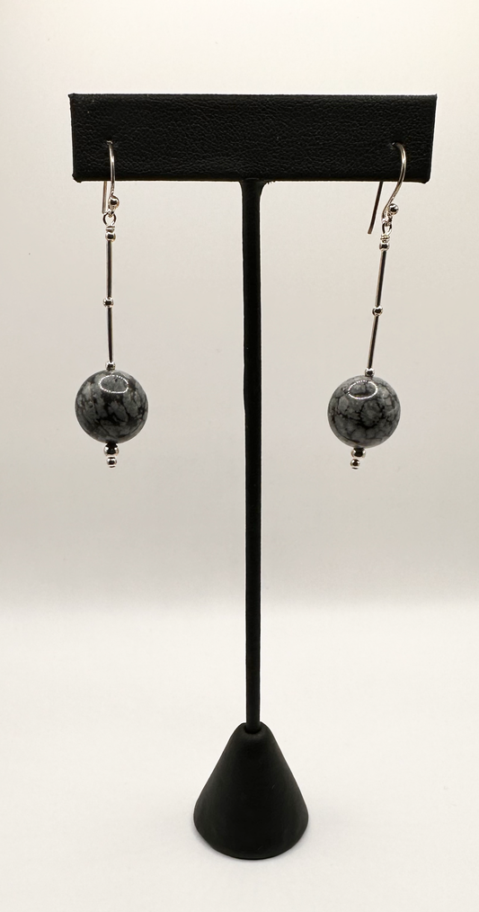 Dalmation Jasper Bead with Sterling Silver Earrings