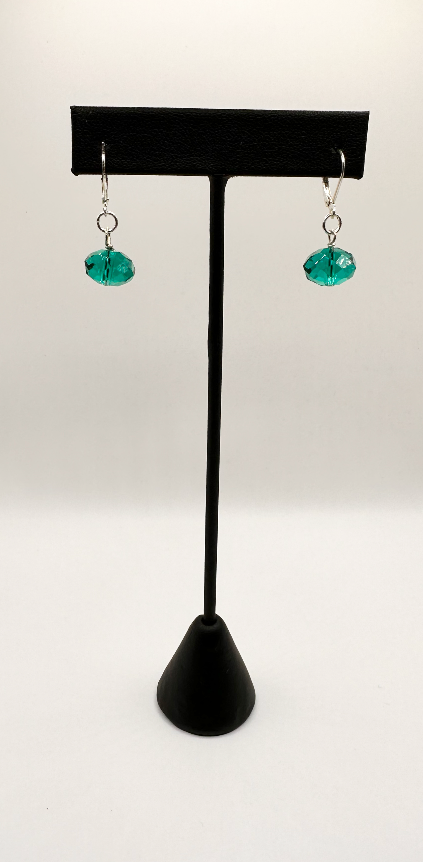 Turquoise Faceted Glass Bead Earrings