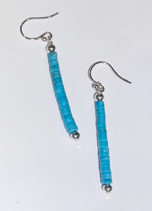Turquoise Heshe Stick Bead Earrings