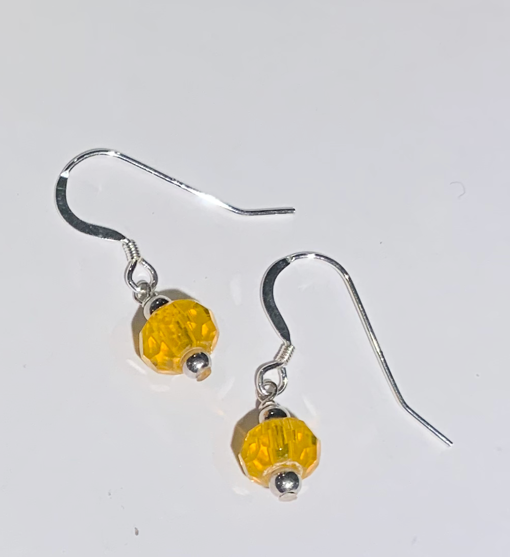 Yellow Czech Faceted Glass Bead Earrings