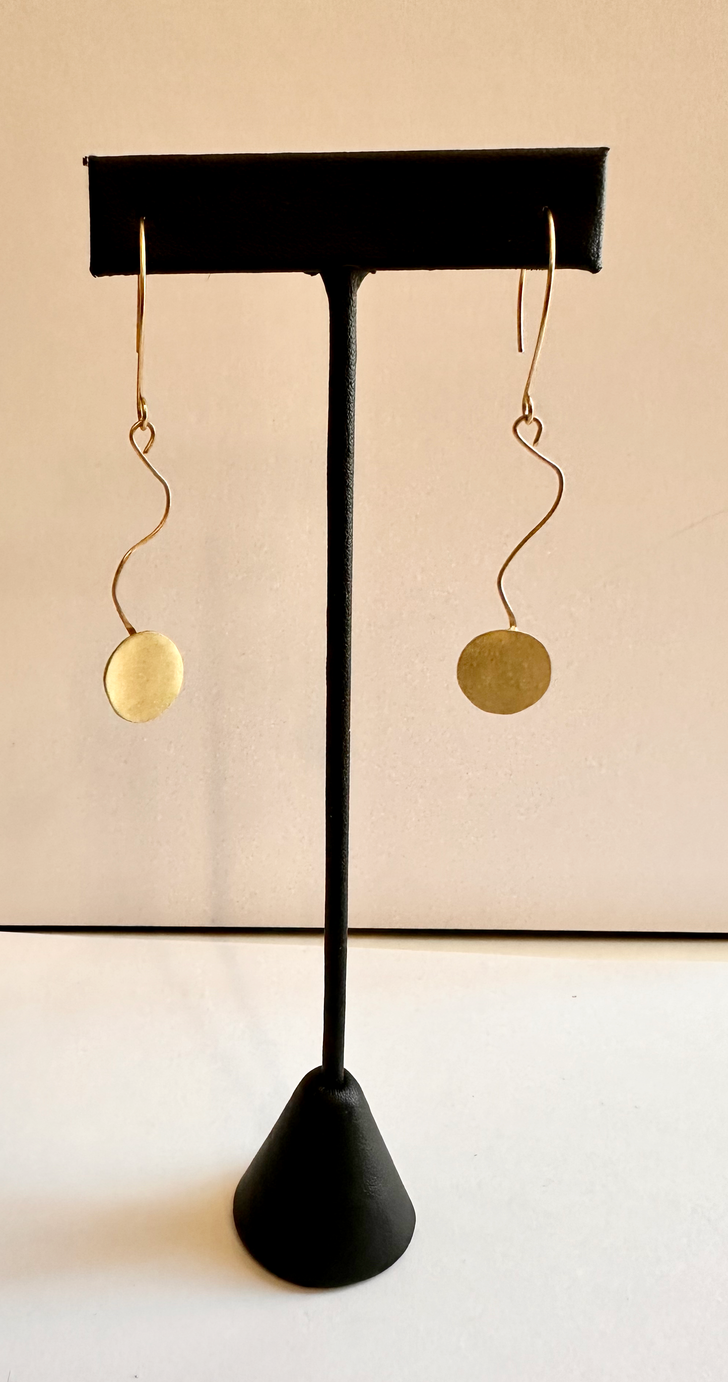 Contemporary Red Brass Dangle Earrings