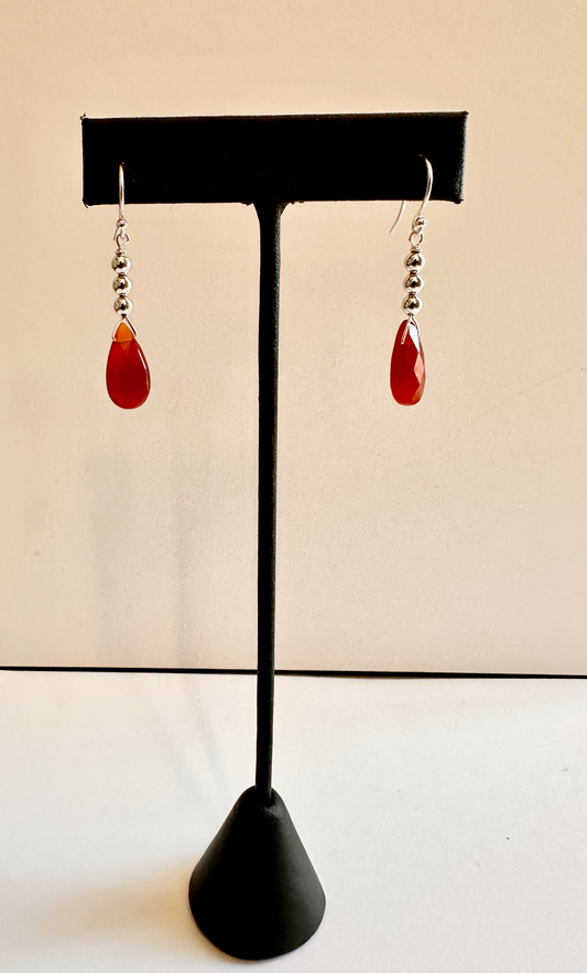 Carnelian Bead Drop Earrings