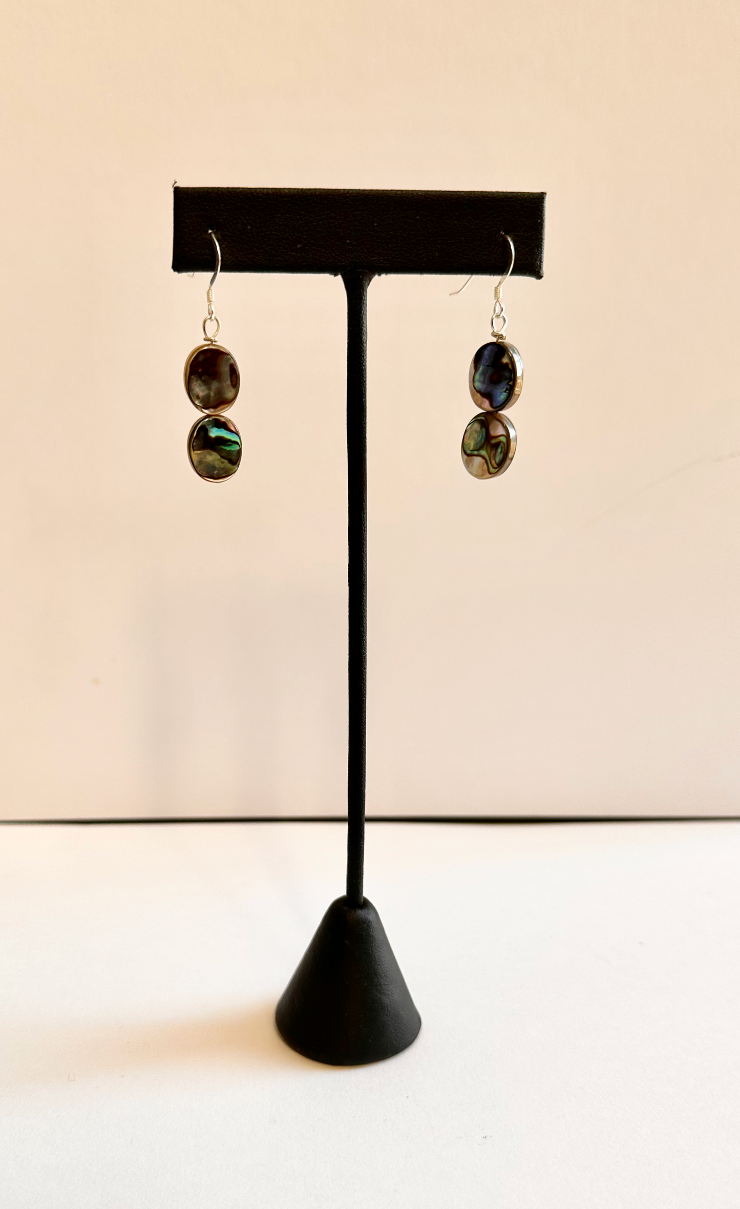Abalone Double Bead Drop Earrings