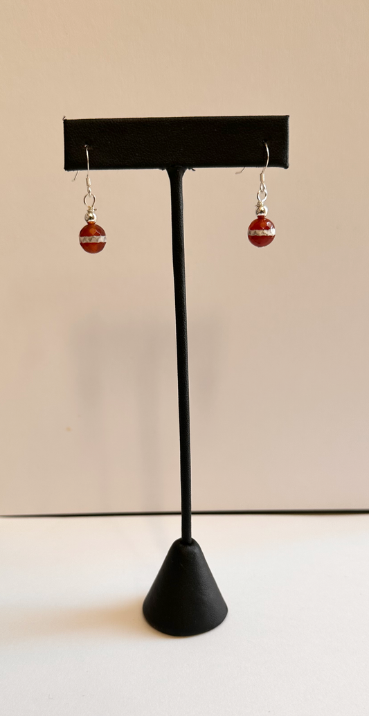 Carnelian with Sterling Silver Bead Drop Earrings