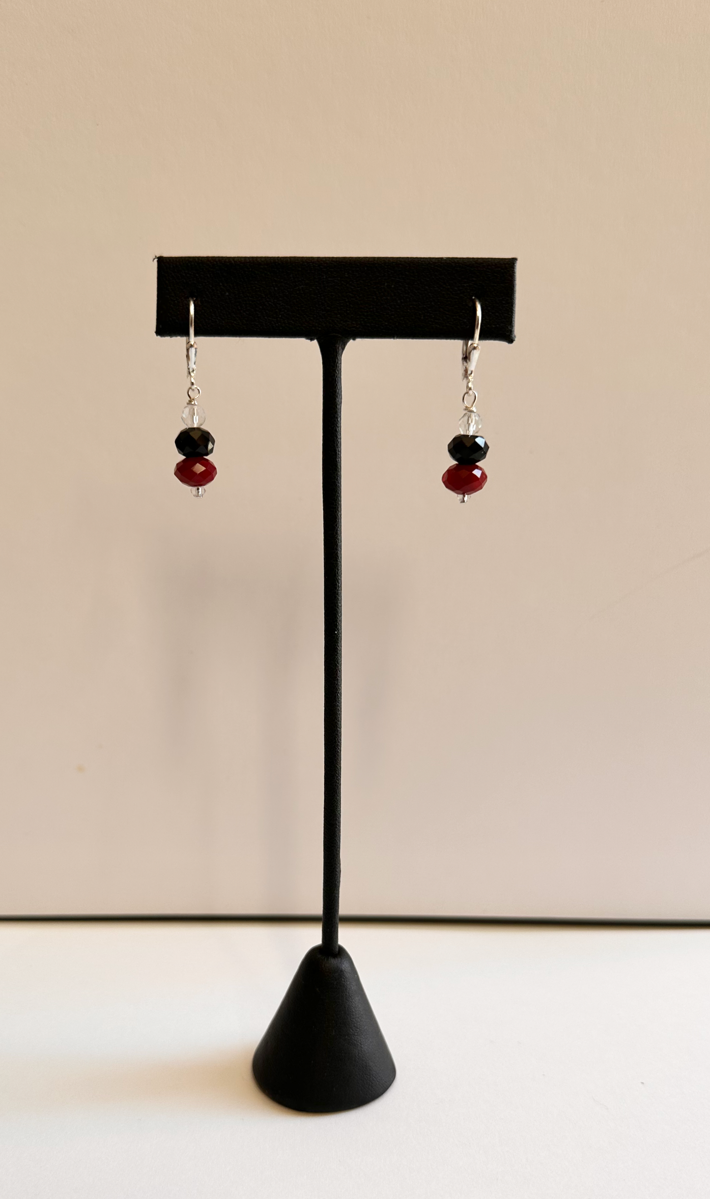 Red and Black Czech Bead Earrings