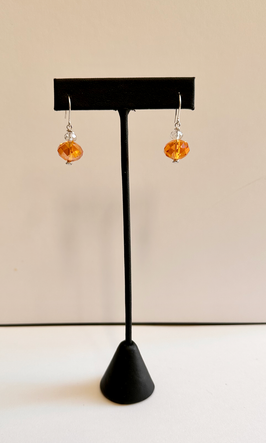 Orange Faceted Glass Bead Earrings