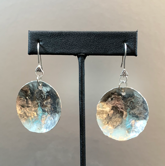 Hammered Disk .925 Sterling Silver Earrings