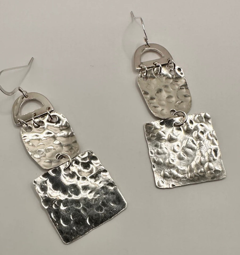 Handmade Hammered Artisan Sterling Silver .925 Earrings