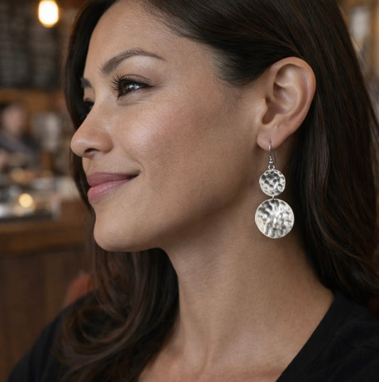 Artisan Handcrafted Hammered Sterling Silver Earrings