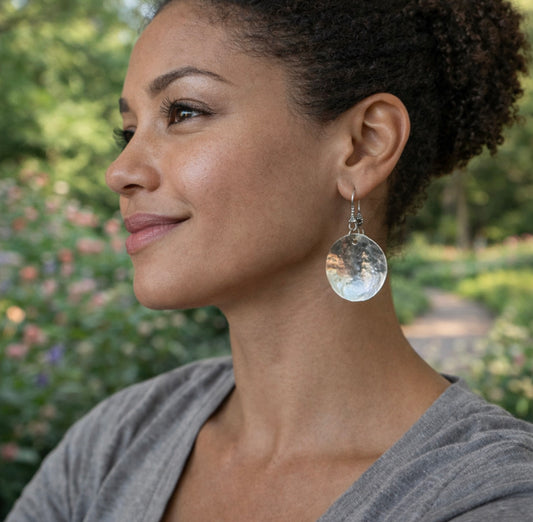 Hammered Disk .925 Sterling Silver Earrings