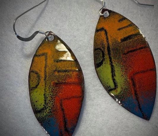 Multi Colored Abstract Enamel Earrings