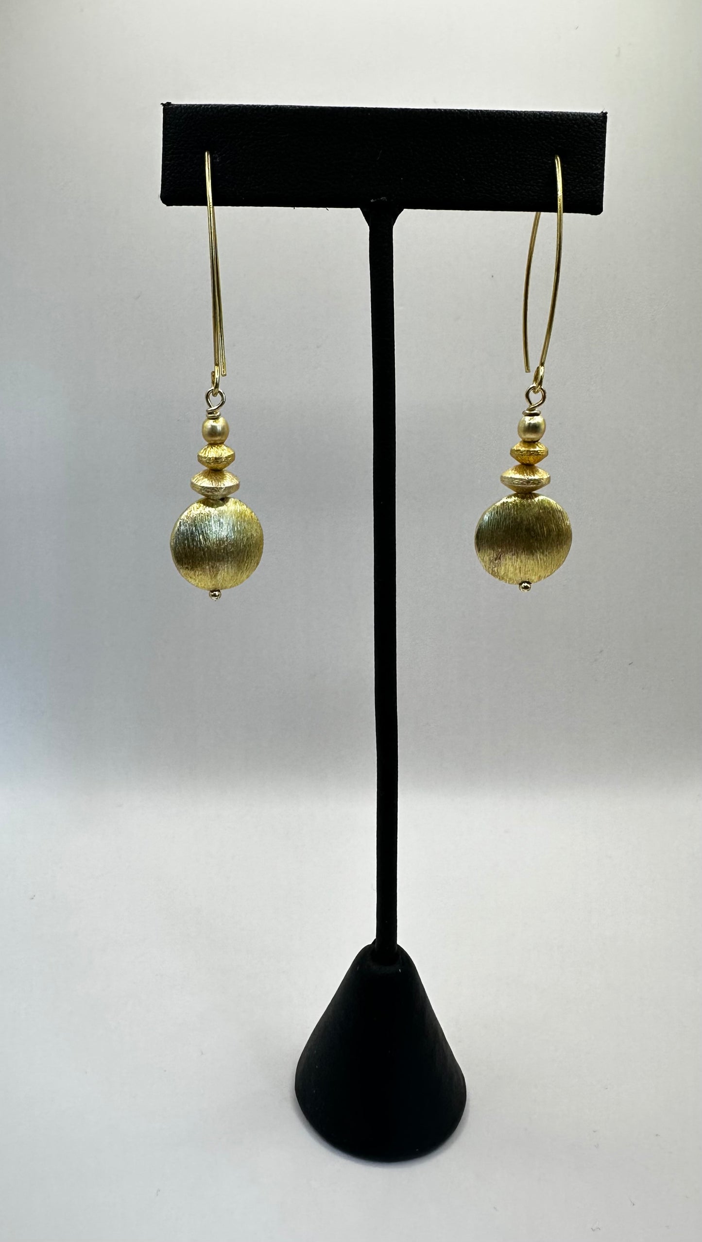 Gold Tone Plated Ball Dangle Earrings